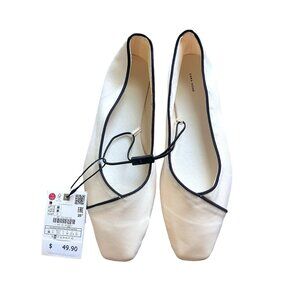 Zara Satin Pointed Toe Ballet Flats Size 6